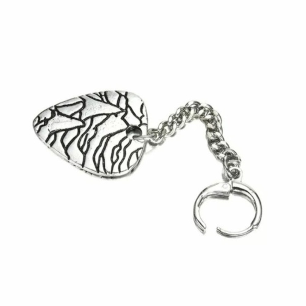 Men’s Silver Guitar Pick Shape Dangle Earring